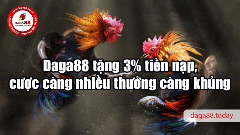 Daga88 tặng 3% tiền nạp, cược càng nhiều thưởng càng khủng